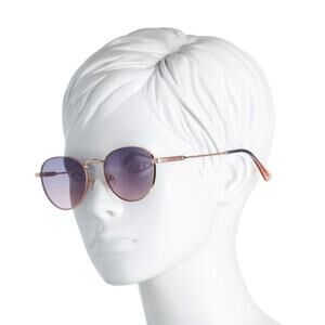 NWT BEBE Women's Gold Tone Metal Frame Round Sunglasses